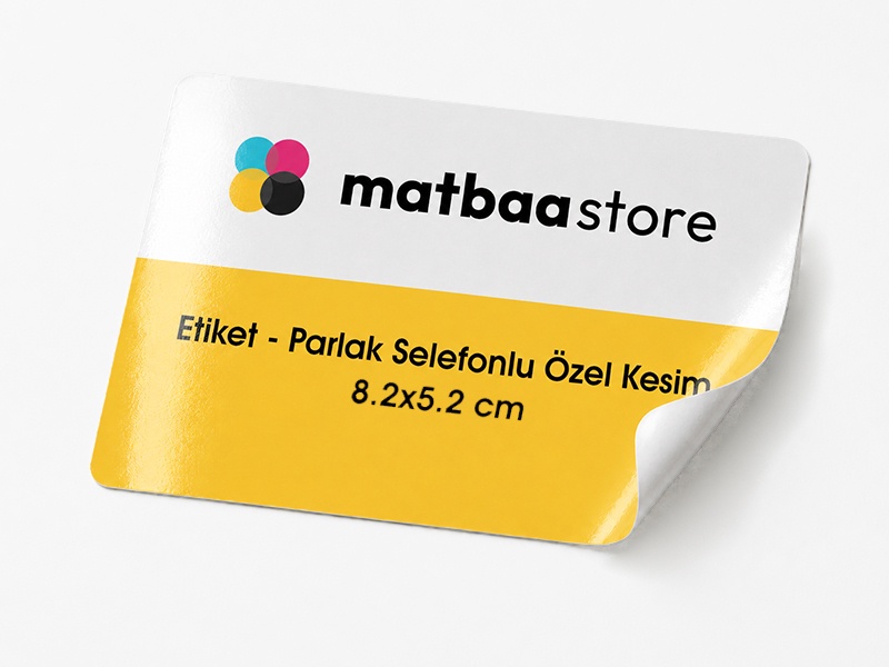 90 gr. Eti̇ket Parlak Selefonlu özel Kesim